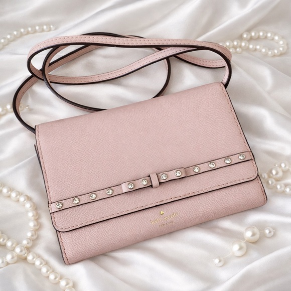 kate spade Handbags - 💗 NWT Kate Spade Laurel Way Jeweled Bow Crossbody — Blush Pink